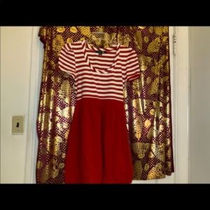 Red and white striped dress